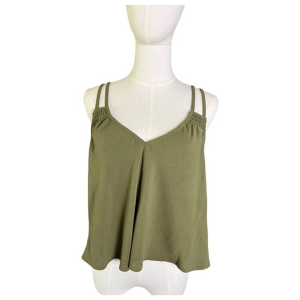 Urban Social Olive Green Ribbed V-Neck Tank Top NWT Size Large Nordstrom Basic